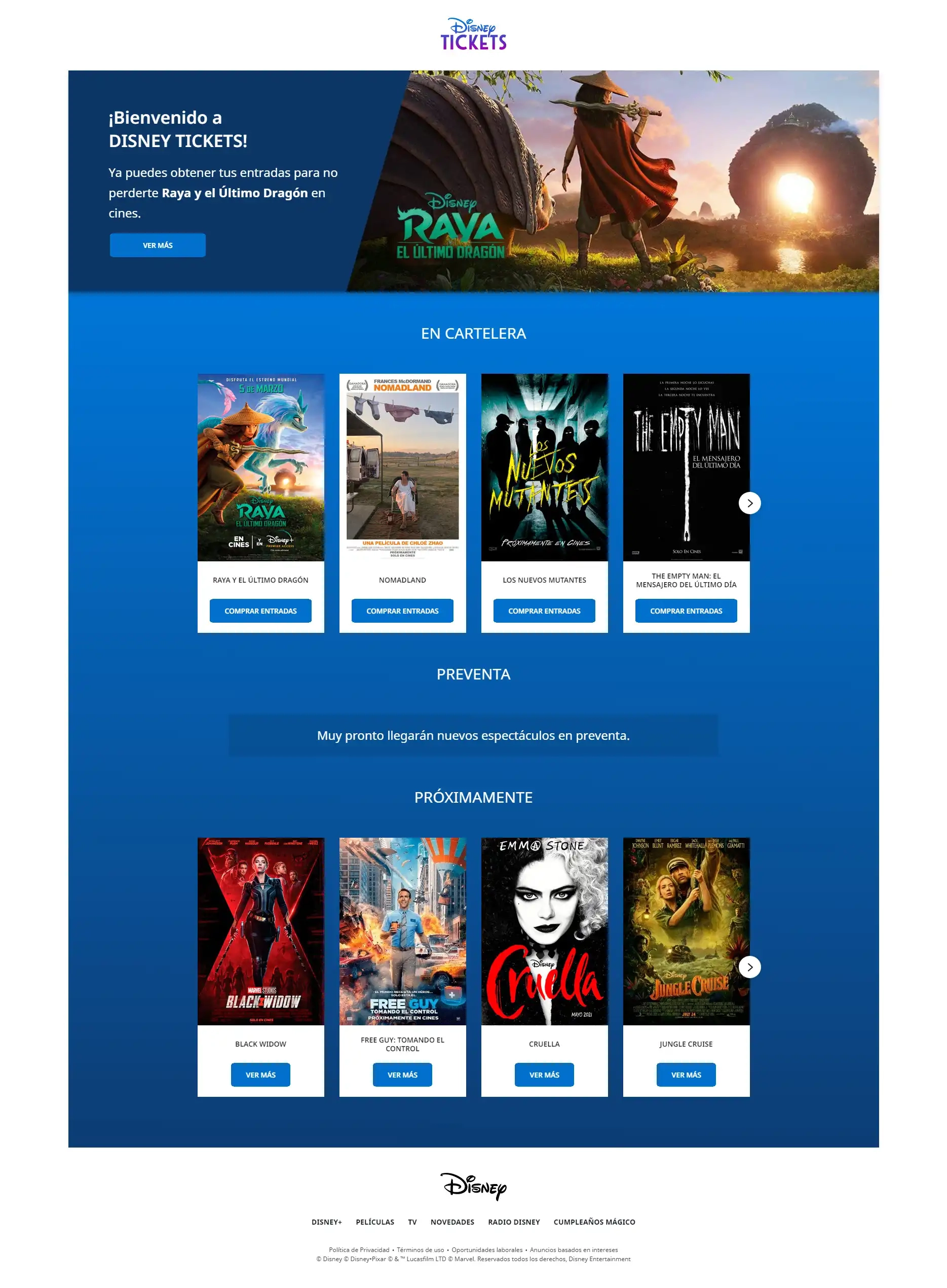 Disney Tickets homepage